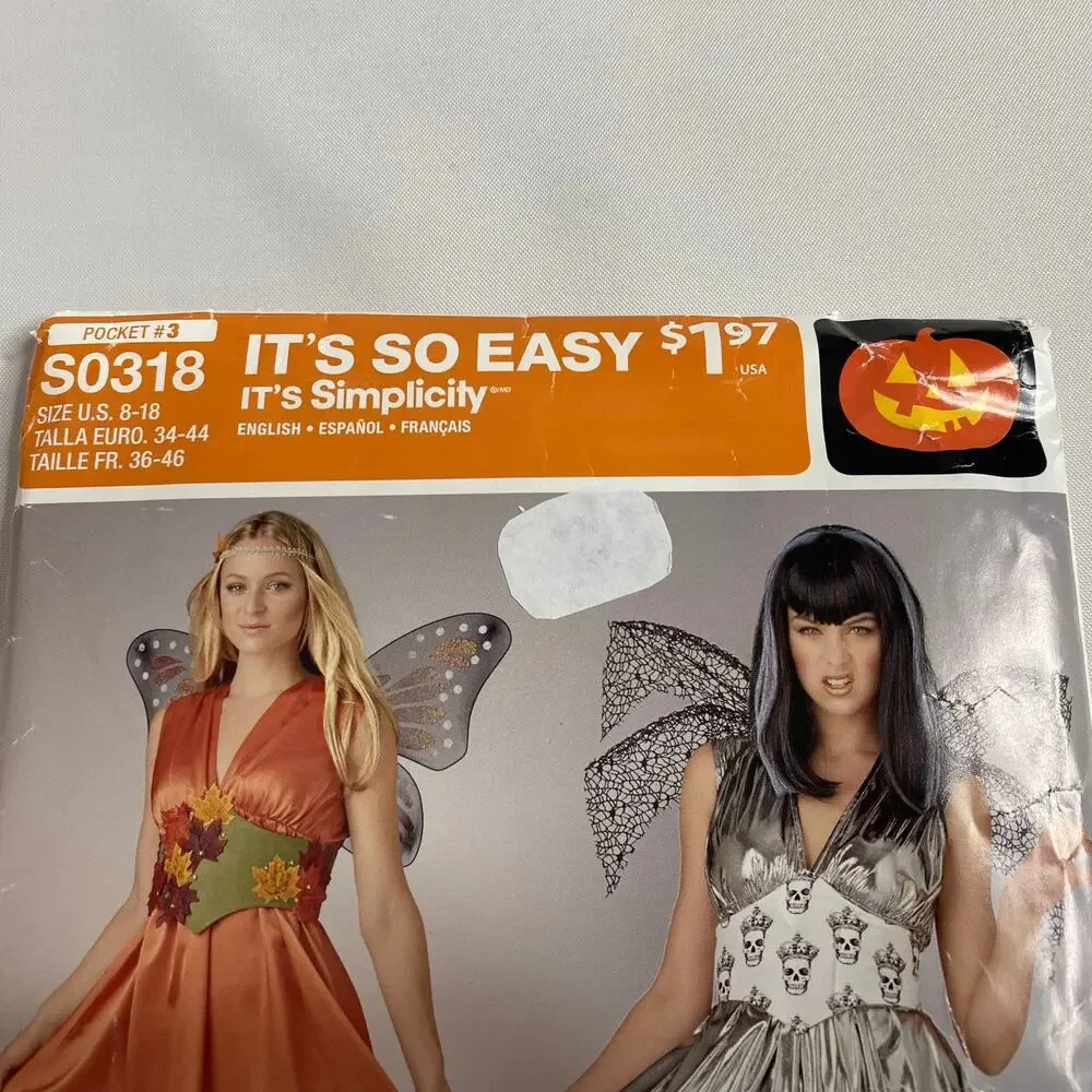 Simplicity Fairy Costume Pattern #S0318 Sprite Nymph Cosplay 8 10 14 16 18 UNCUT